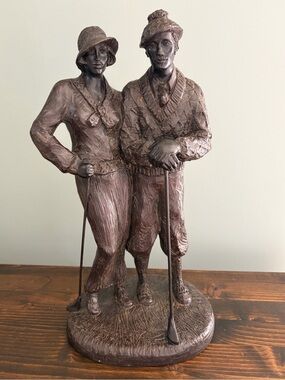 Austin 1997 Bronze-Tone Country Club Vintage Golfer Couple Sculpture - Home Art